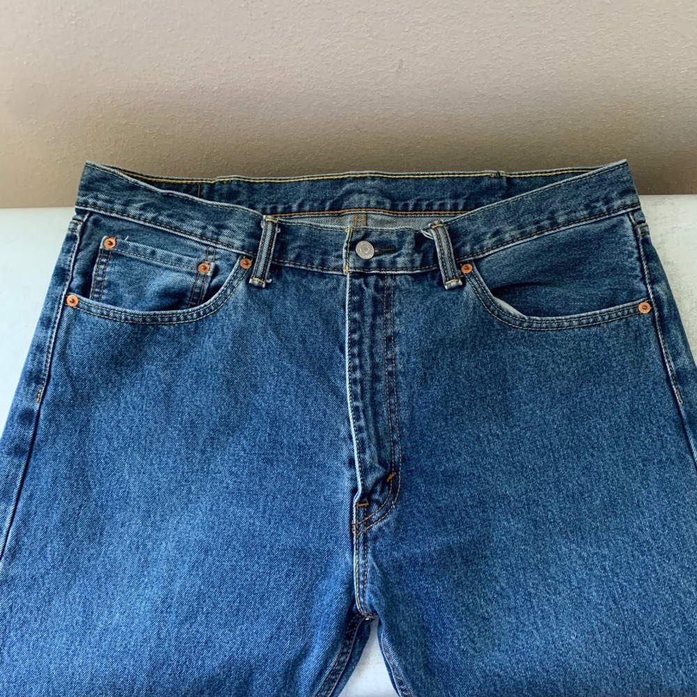 Levis Mens W38 L32 505 Regular Fit Jeans Blue Excellent Straight Leg Denim - Picture 8 of 9